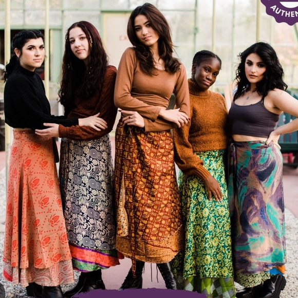 Reversible Silky Maxi Skirt. Multiple Ways to Wear For Big or Small Young Older - Picture 9 of 17